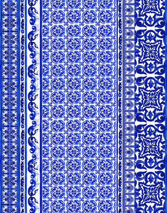 Natural satin silk with a Majolica print