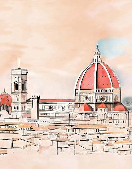 Natural printed silk with the Florence Dome design