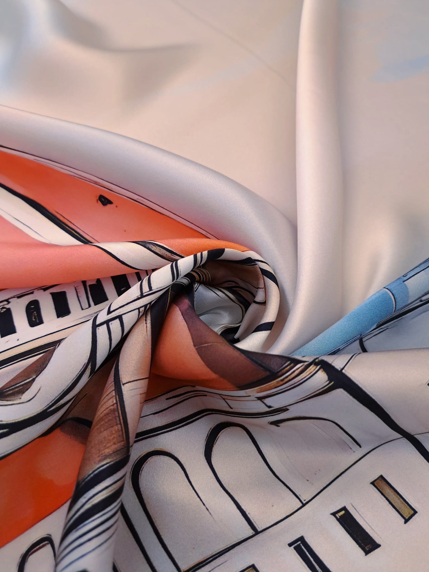 Natural printed silk with the Florence Dome design