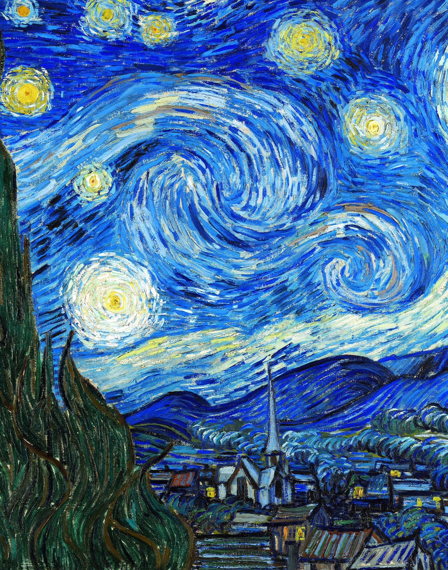 Natural printed silk with Van Gogh's Starry Night design