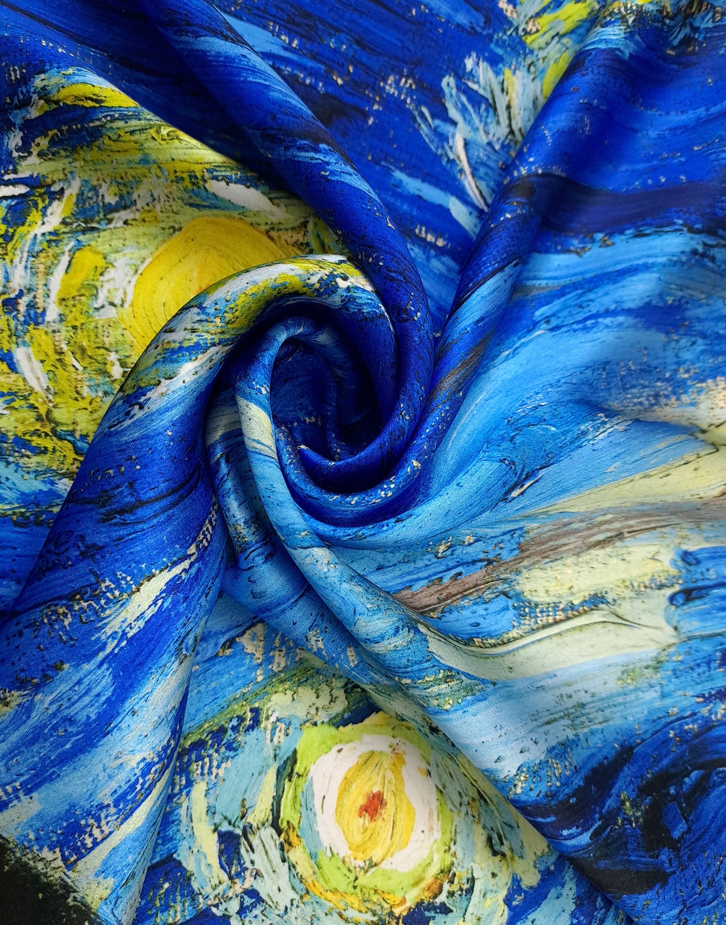 Natural printed silk with Van Gogh's Starry Night design