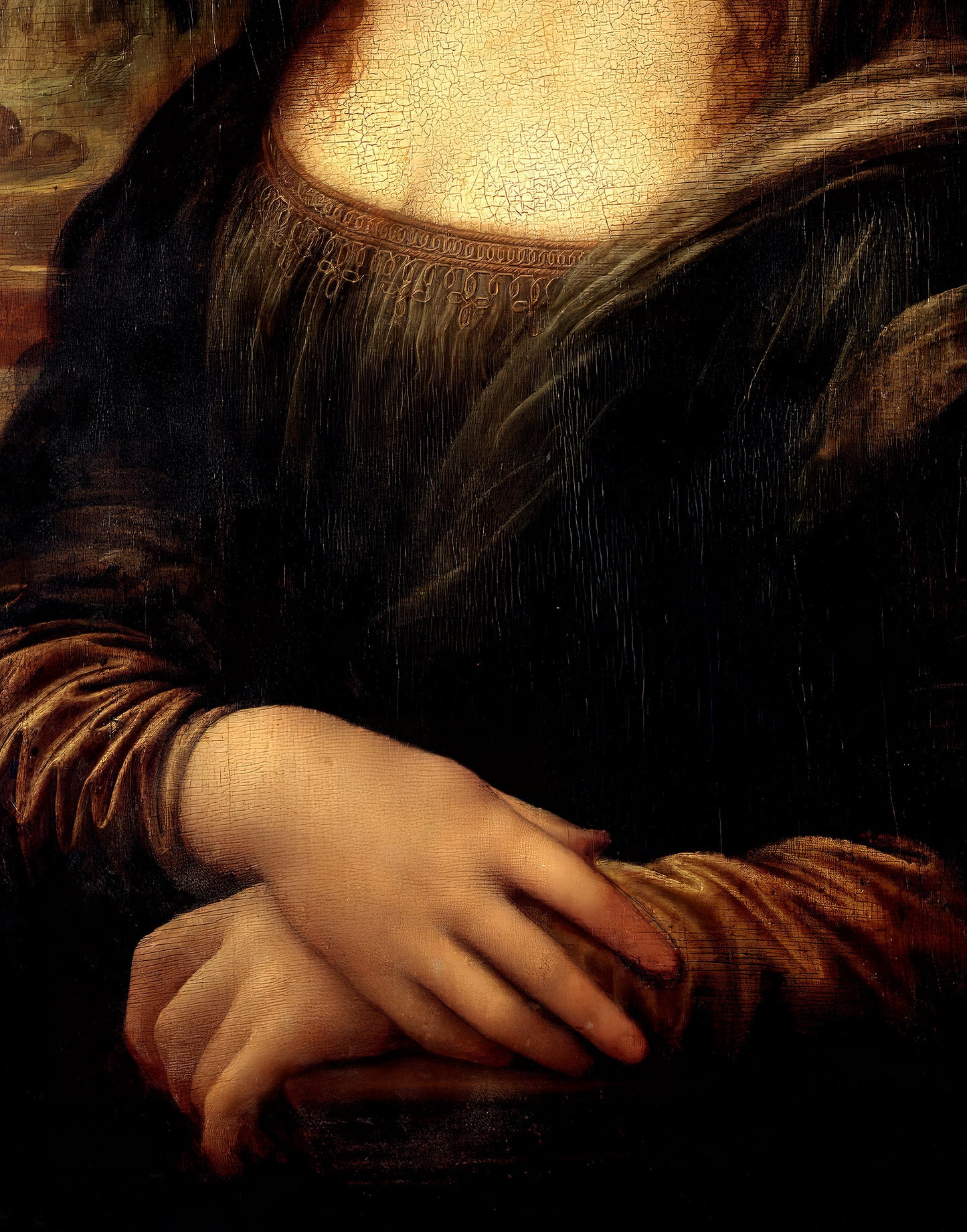 Natural silk twill printed with the Mona Lisa