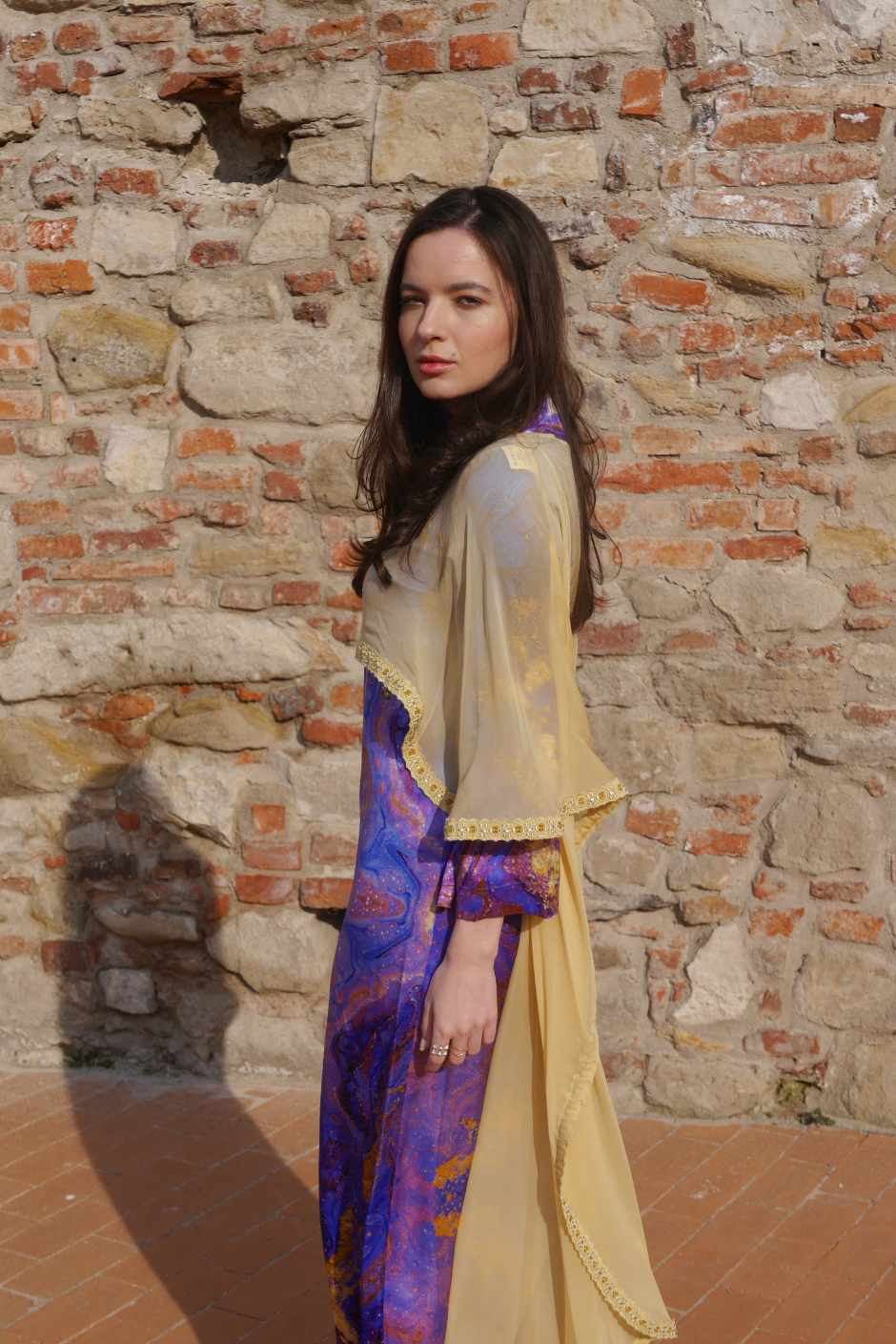 Handcrafted coral abaya – Sharjah Set with Italian silk design